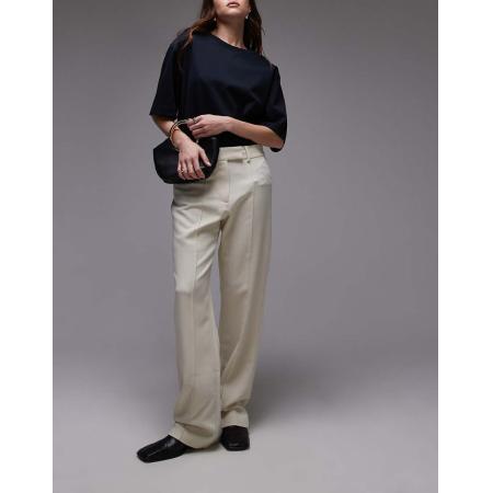 Topshop Broek met smalle pijpen en platgestikte plooitjes in lichtgeel