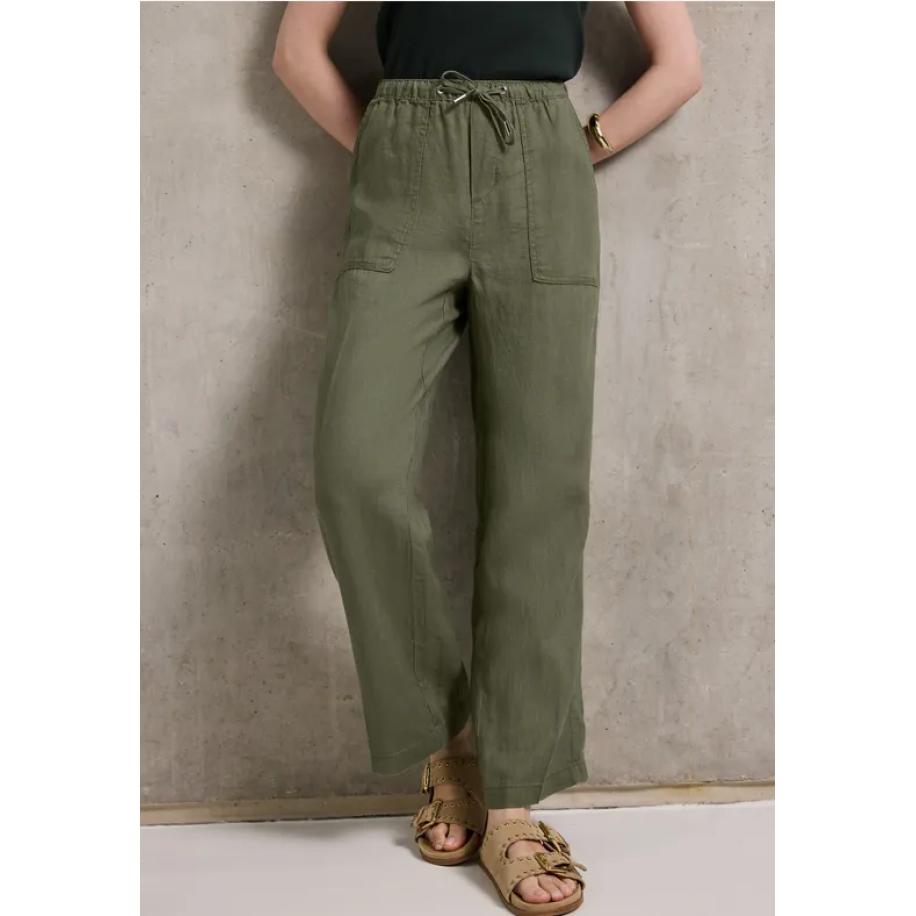 Street One Linnen broek met rechte pijpen Groen