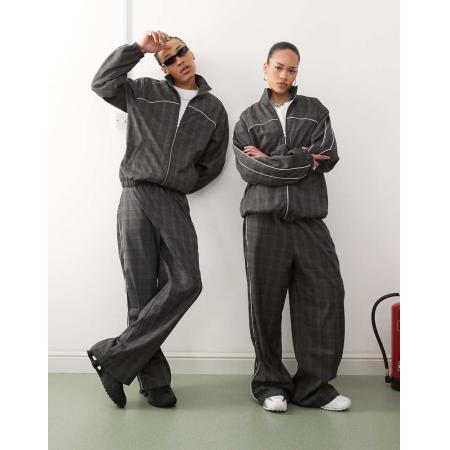 COLLUSION Unisex Elegante joggingbroek met sportieve ruitprint, deel van co-ord set-Veelkleurig