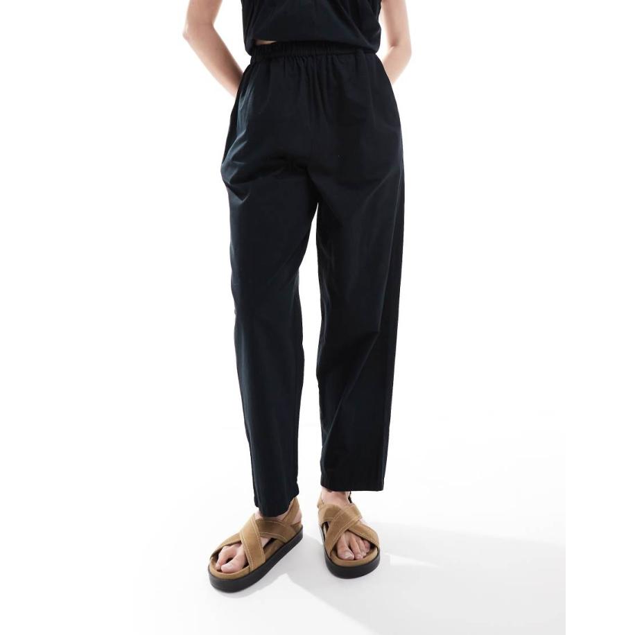 Selected Femme Broek met elastische taille in zwart, deel van co-ord set Zwart