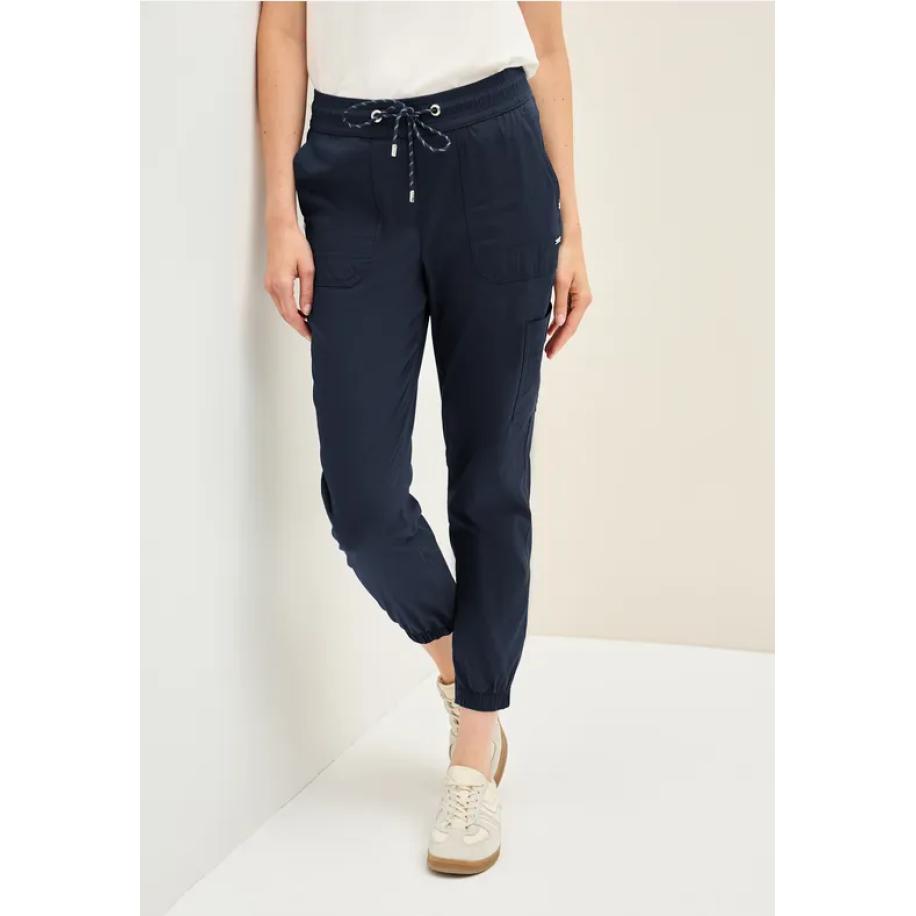 CECIL Gestreepte cargo broek Blauw