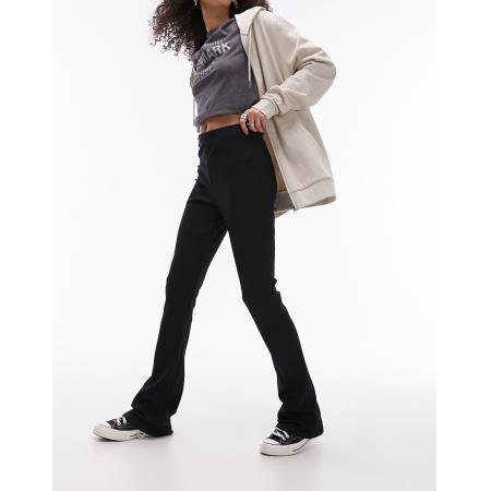 Topshop Geribbelde skinny rib flare-broek in zwart