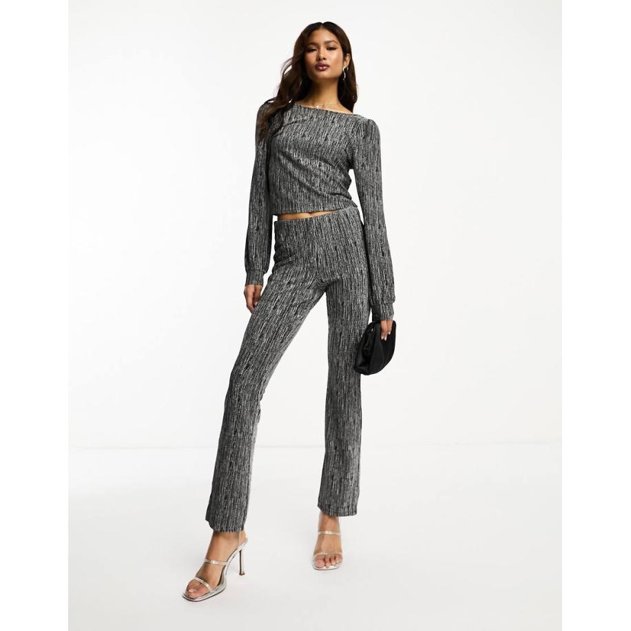 JDY Broek in zwart en zilver glitter, deel van co-ord set Zwart