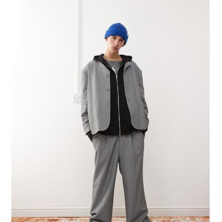 Reclaimed Vintage - Broek met wijde pijpen in grijs