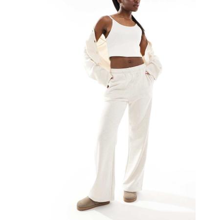 Cotton On Klassieke fleece trainingsbroek met wijde pijpen in beigewit