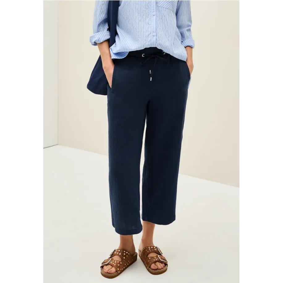 CECIL 3/4 wide leg mousseline broek Blauw