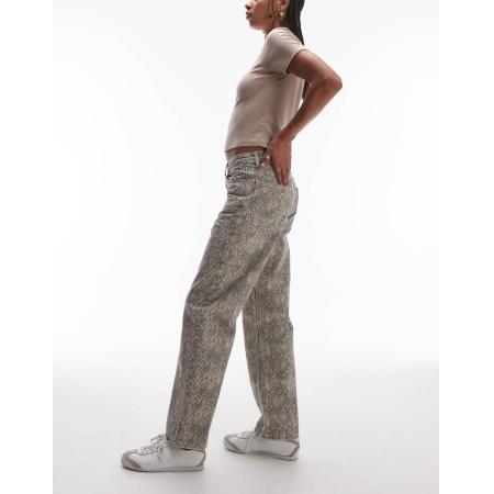 Topshop Broek met rechte pijpen en slangenprint in multi-Veelkleurig