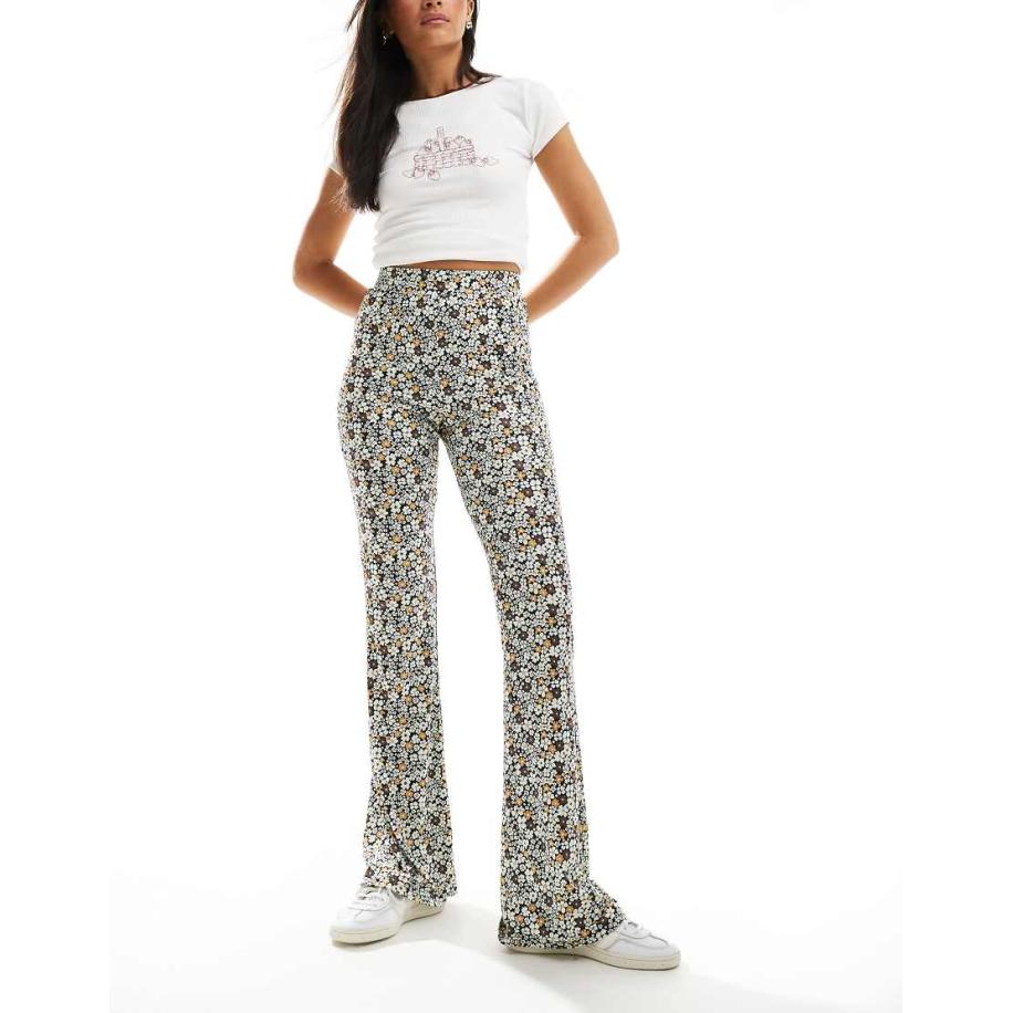 Pieces Flared legging met fijne bloemenprint-Veelkleurig Multicolor