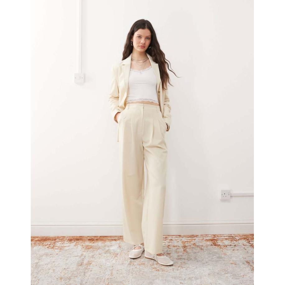 Miss Selfridge Essentials Broek met wijde pijpen in gebroken wit-Neutraal Multicolor