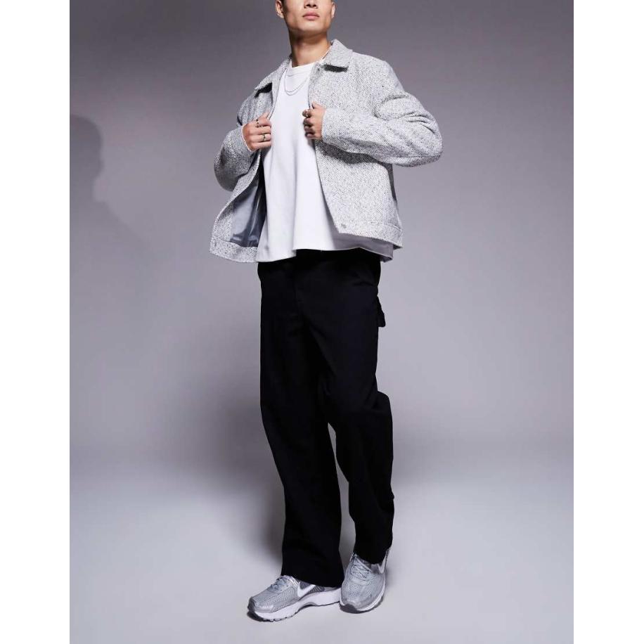 ADPT - Timmermansbroek van keperstof met wijde pasvorm in zwart Zwart