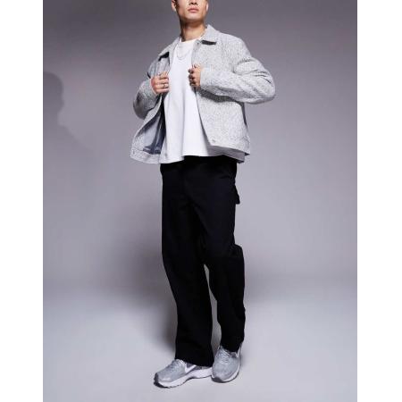 ADPT - Timmermansbroek van keperstof met wijde pasvorm in zwart