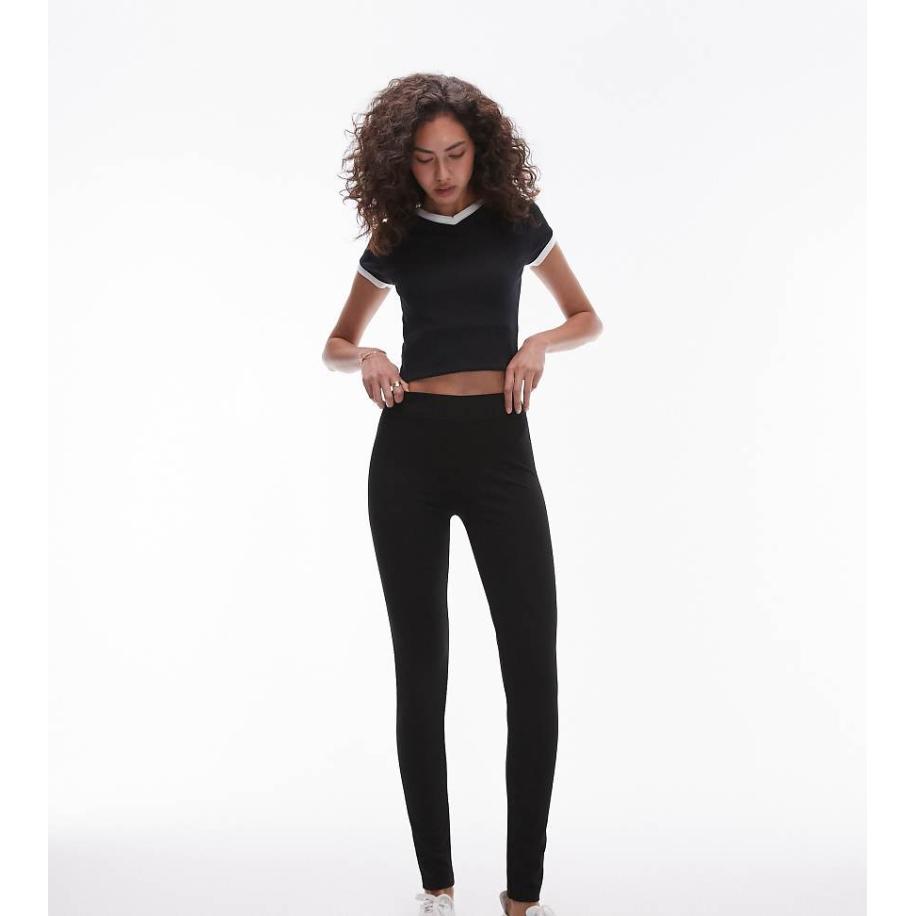 Topshop Tall Lange legging van zware stof in zwart Zwart