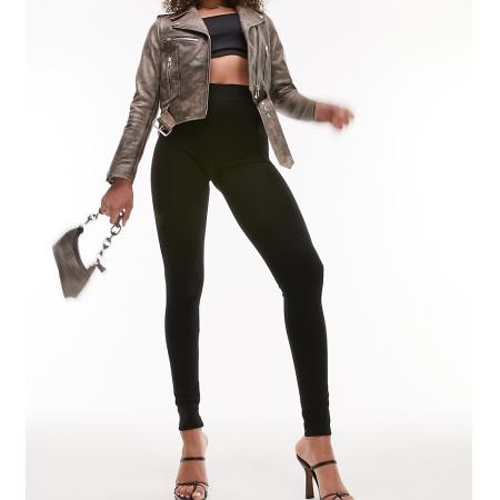 Topshop Tall Lange legging van zware stof met brede tailleband in zwart