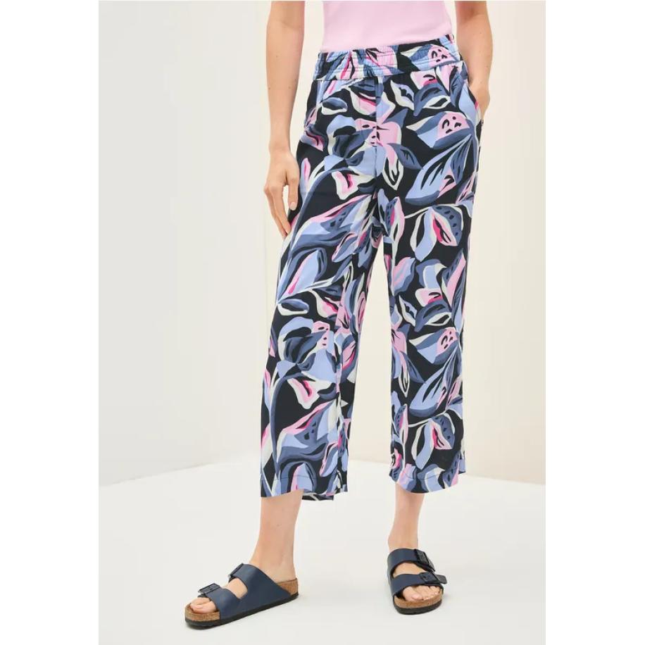 CECIL Broek met gedessineerde Wide Legs Blauw