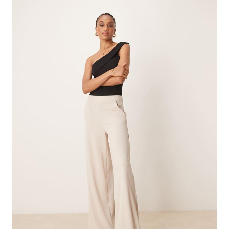 JDY Tall Broek met wijde pijpen en hoge taille in beige-Neutraal Multicolor