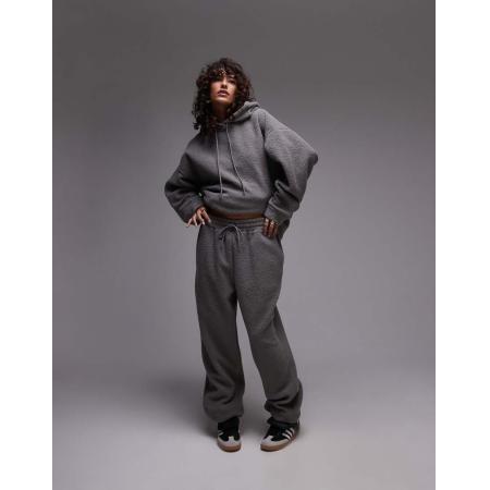 Topshop Borg joggingbroek met boorden in leisteengrijs, deel van co-ord set