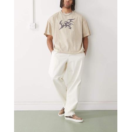 Obey - Gemakkelijke broek met keperstof in beige-Neutraal