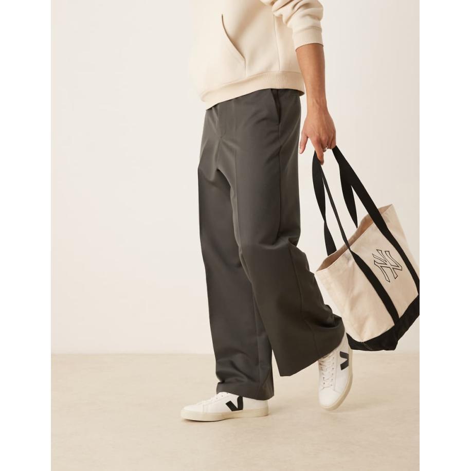 ASOS DESIGN - Nette broek met rechte pijpen in houtskool-Zwart Zwart