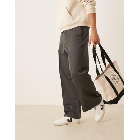 ASOS DESIGN - Nette broek met rechte pijpen in houtskool-Zwart