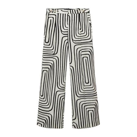 Mango MANGO Bandplooibroek Doty ecru / zwart