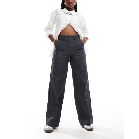 Dickies Grove Hill Broek met wijde pijpen in donkergrijs, exclusief bij ASOS