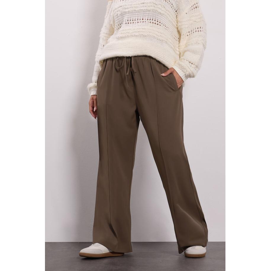 Yours Curve Bruine Naad Voorkant Wijde Pijpen Broek Size 62-64 Bruin