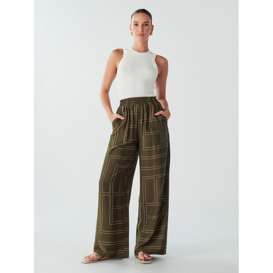 Willa Willa Broek Sky olijfgroen / wit -