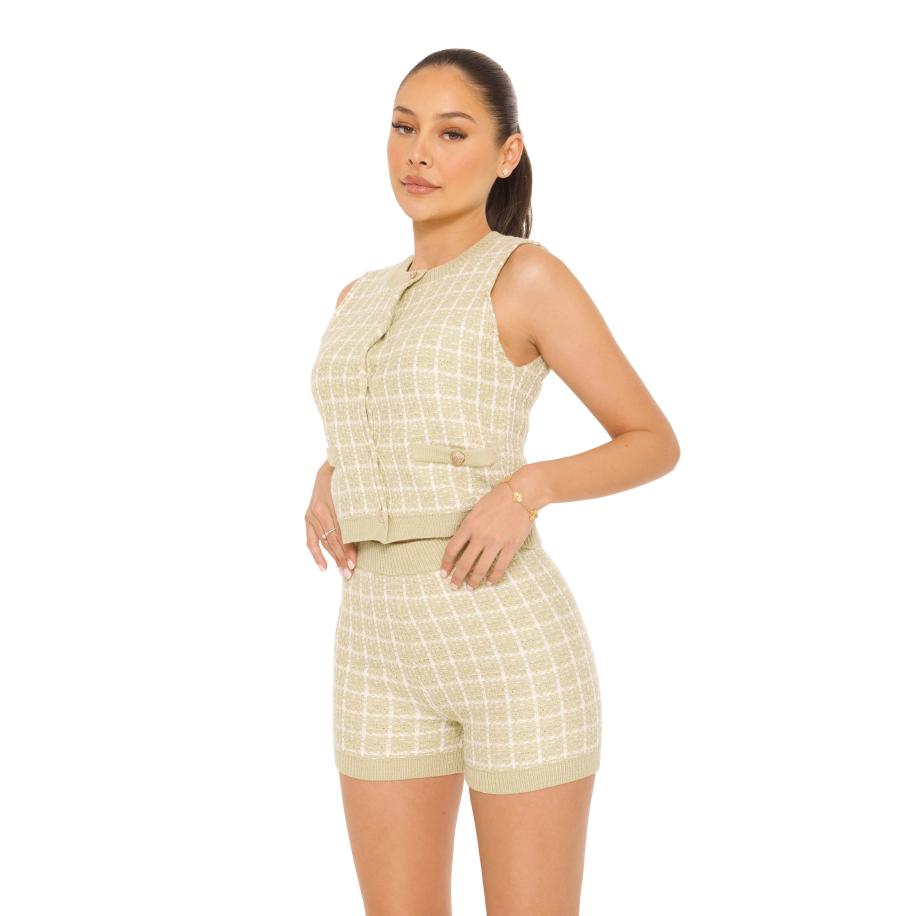 la sisters Checked Co-ord Short Groen