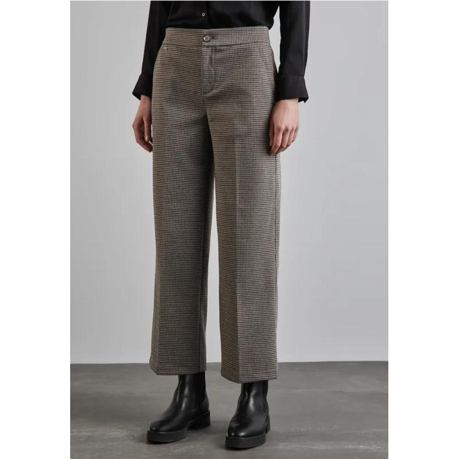 Street One Geruite broek met wijde pijpen Bruin