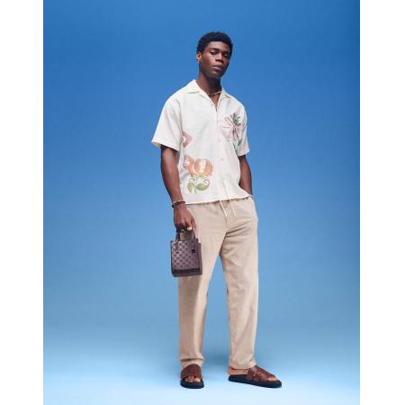 Hollister - Baggy broek met linnenlook, textuur en verstelbare taille in beige-Neutraal