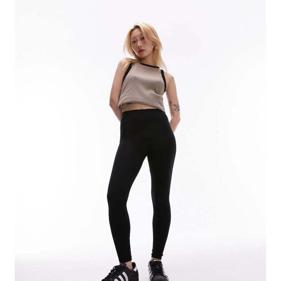 Topshop Petite Basic enkellange leggings in zwart Zwart