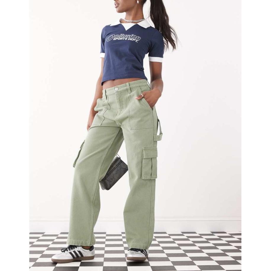 Santa Cruz Workers Ruimvallende cargobroek met rechte pijpen in licht kaki-Groen Groen