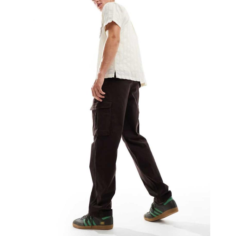 Wrangler - Casey Jones - Workwear - Ruimvallende cargobroek van keperstof in bruin Bruin