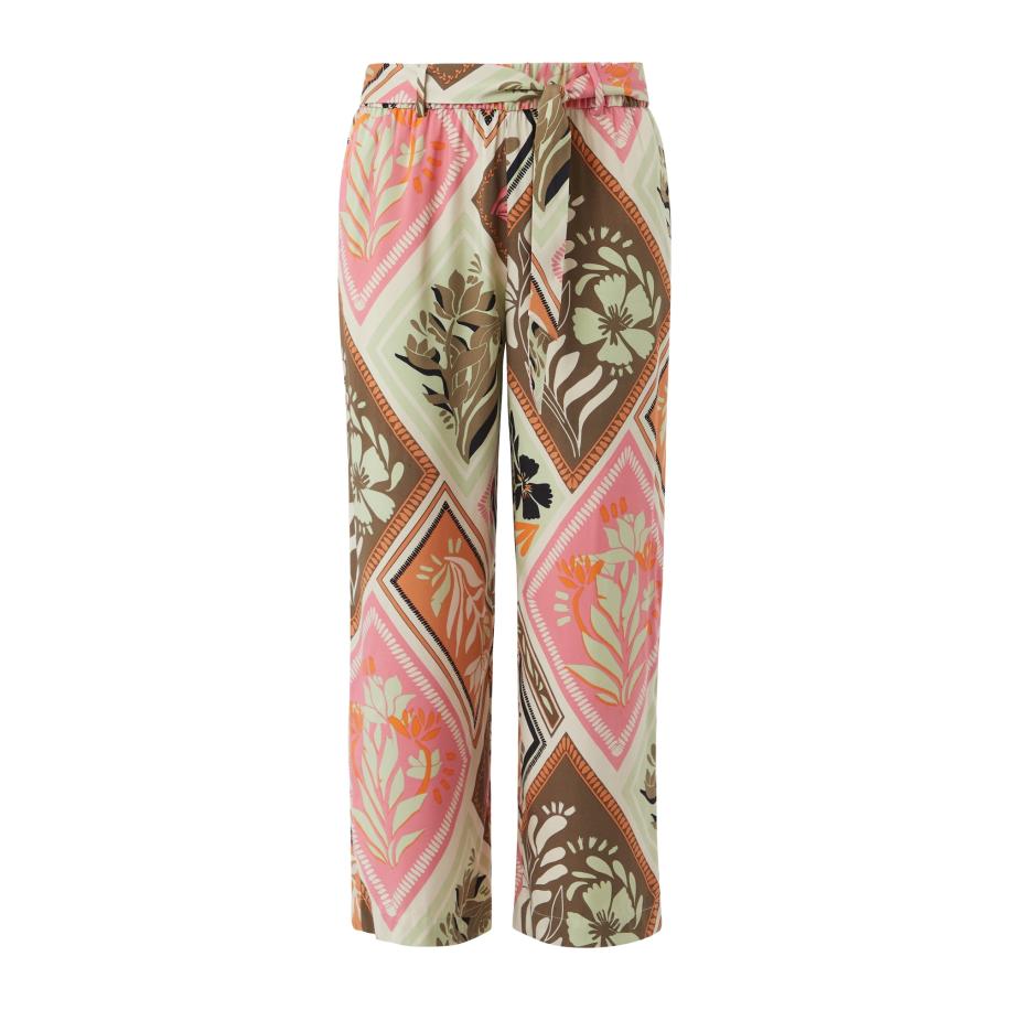 Comma COMMA Broek olijfgroen / lichtgroen / oranje / rosa -