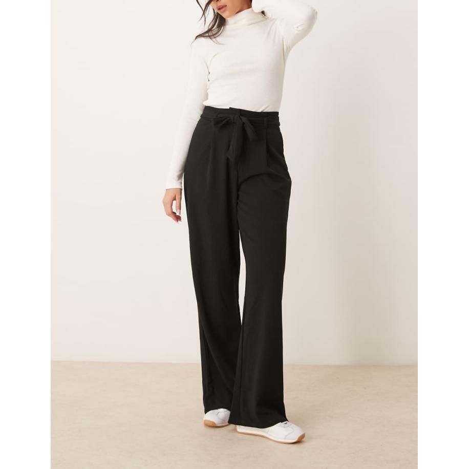 VILA Broek met wijde pijpen in zwart Zwart