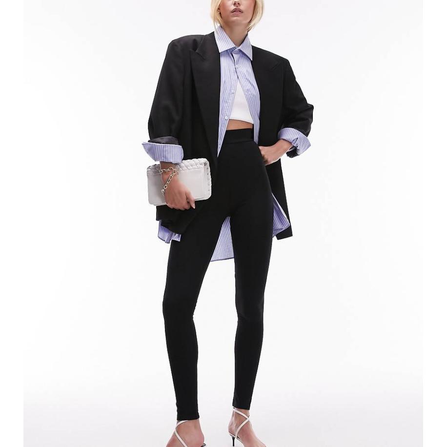 Topshop Tall Leggings met hoge taille in zwart Zwart