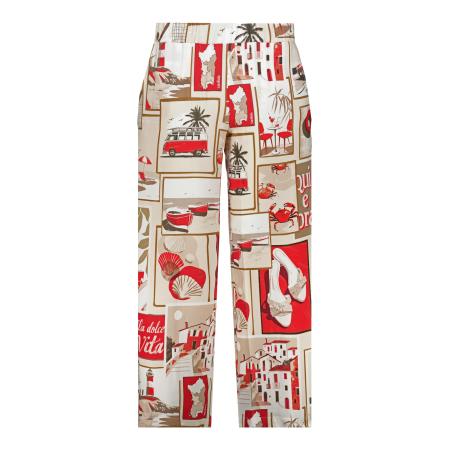 Monari monari Broek ecru / kaki / rood / zwart