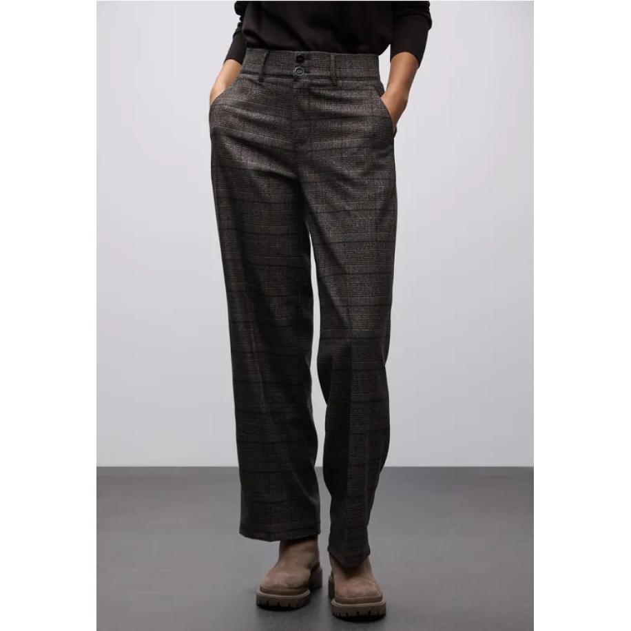 Street One Geruite straight legs broek - Bruin