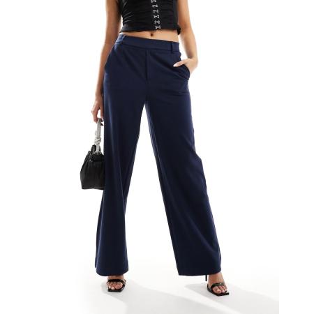 Vila Broek met wijde pijpen en hoge taille in marineblauw