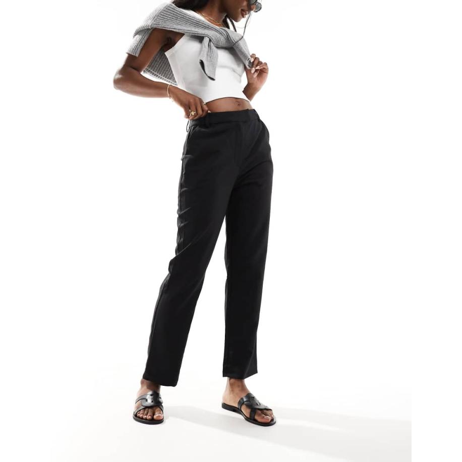 ASOS DESIGN Elegante smalle enkellange rechte broek in zwart Zwart