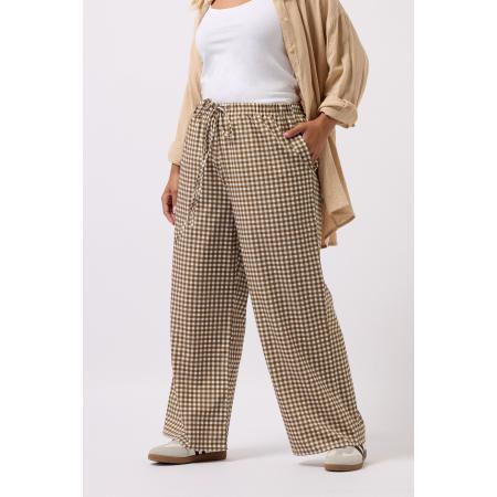 Yours Bruine Gingham Wijde Broek Size 44