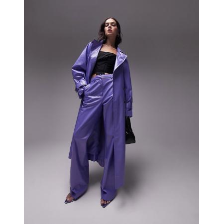 Topshop Elegante rechte broek met coating in lila, deel van co-ord set-Paars