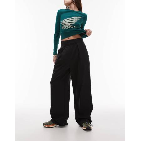 Topshop Elegante broek met wijde pijpen in zwart, deel van co-ord set