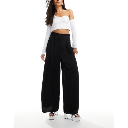 River Island Palazzo-broek met wijde pijpen in zwart