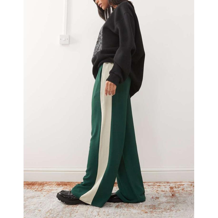 Reclaimed Vintage Broek met wijde pijpen en contrasterend paneel in groen Groen