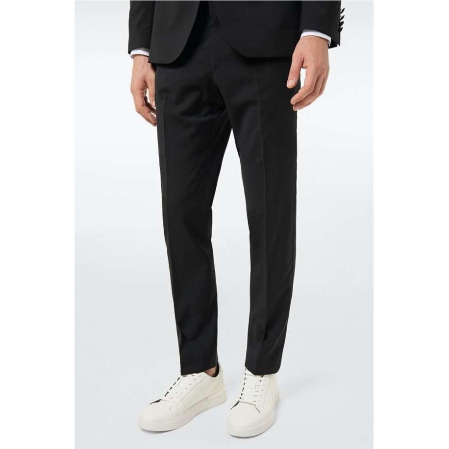 Pierre Cardin Auguste Linnen broek zwart, Effen Zwart