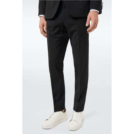 Pierre Cardin Auguste Linnen broek zwart, Effen