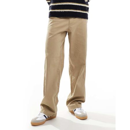 ADPT - Chino met wijde pasvorm in beige-Neutraal