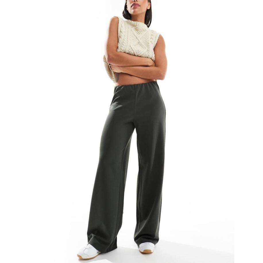 Vero Moda Broek met losvallende pijpen in donkergroen Groen