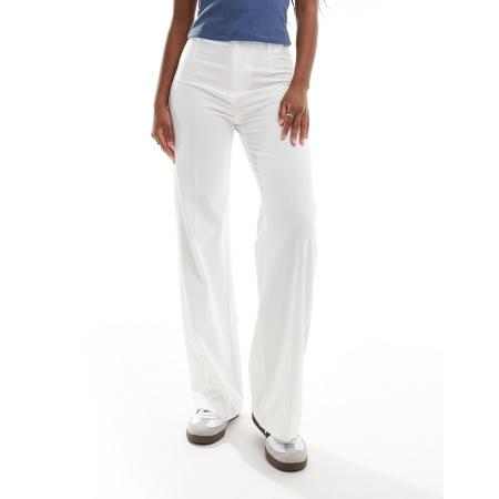 Bershka Elegante broek met hoge taille in wit